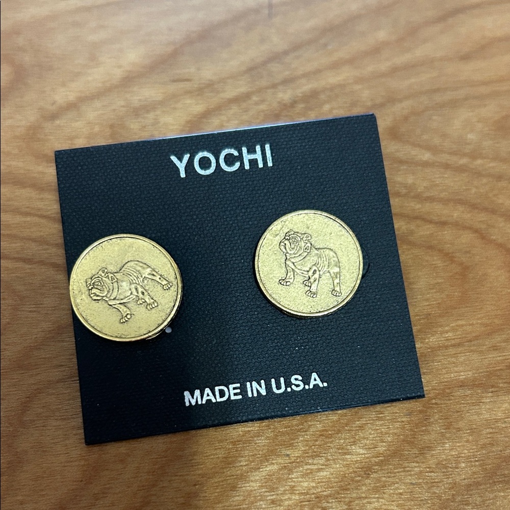 Yochi Gold Bulldog Design Earrings